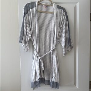 Victoria's Secret Gray and White Striped Robe
